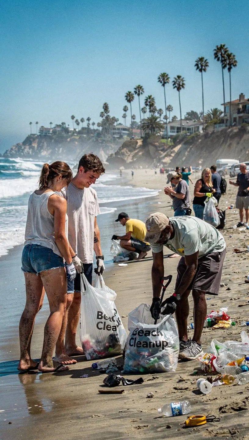 Photograph of a diverse group of people collaborating around a table with laptops and documents